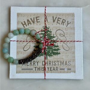 Christmas Tree Canvas Illustration with Handmade Bracelet